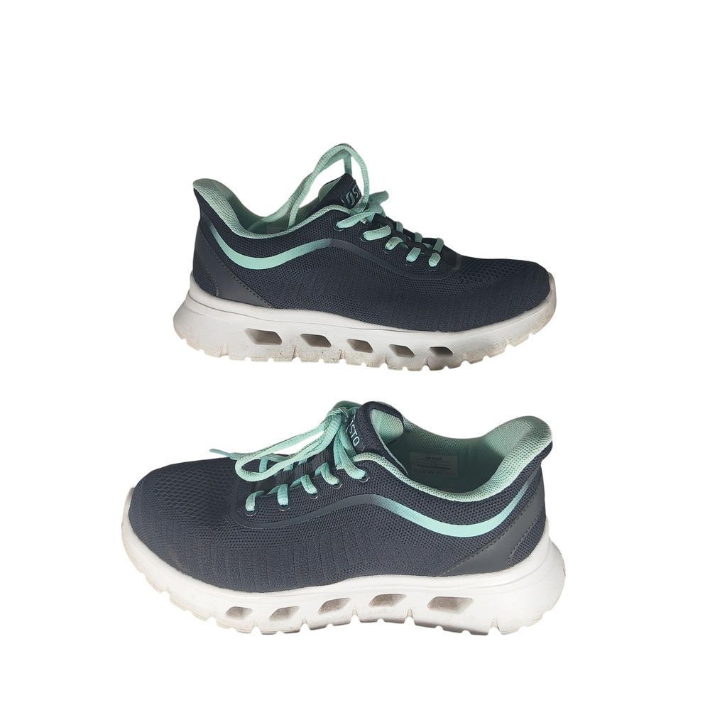 STQ Womens‎ Walking Shoes Dark Grey Mint Green Arch Support Sneakers
